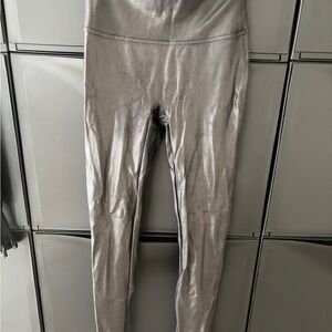 SPANX Black Gray Faux Leather Leggings